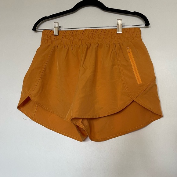 Blooming Jelly Pants - Women's Orange Athletic Running Shorts with Zip Pocket